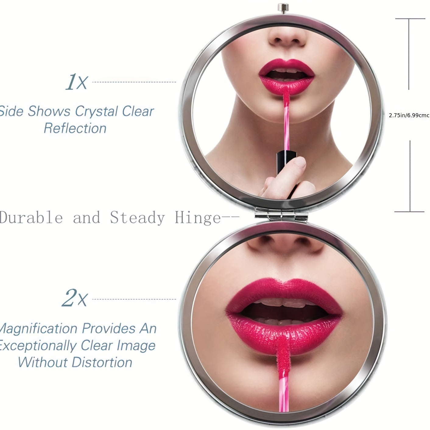 2pcs Portable Foldable Makeup Mirror With Stainless Steel Frame For Mother Of The Bride And Mother Of The Groom, Wedding Party Gift - Mother's Day Makeup Mirror