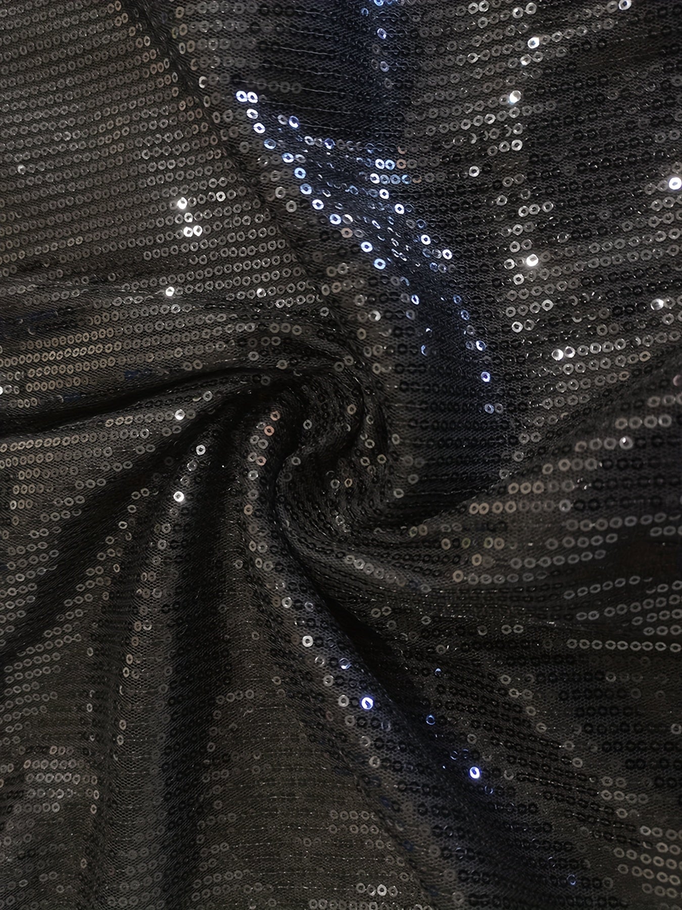 Women's Elegant Sequined Long Sleeve V-Neck Shirt Dress - Black Loose Fit Party & Casual Wear, Perfect for Birthdays and Special Occasions, Birthday Dress