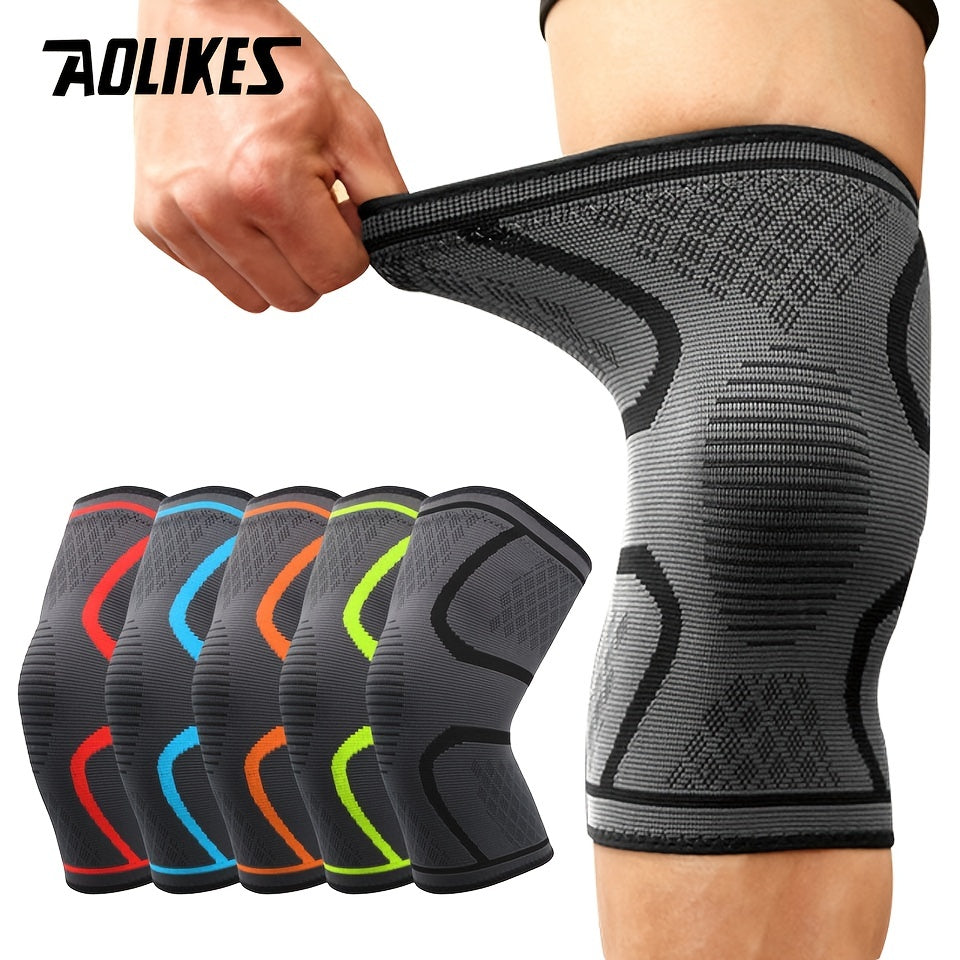 1pc AOLIKES Compression Knee Sleeve - Breathable, Non-Slip, Ideal for Running, Volleyball, Basketball, Yoga, Tennis, Football and more - Durable Polyamide & Nylon, Fitness Enthusiasts, Athletes, Fitness Accessory, Sports Gear