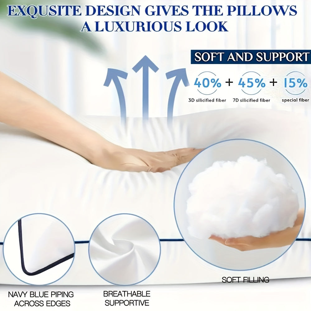 2/4 Pack Luxury Bed Pillows - Soft, Breathable, Hypoallergenic Down Alternative Fill for Back, Stomach, Side Sleepers | Hotel Quality, Machine Washable