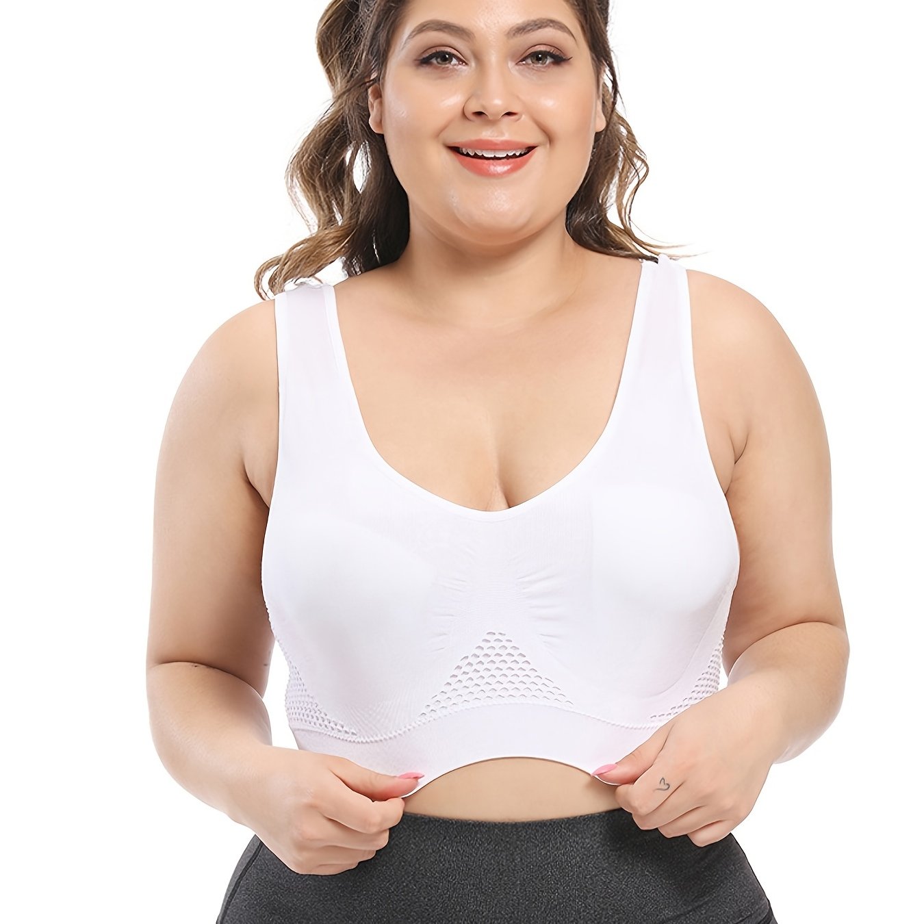 [Gentle Care] Plus Size Seamless Sports Bra for Women - Purple, Breathable Mesh Fabric, Push-Up with Removable Pads, Comfort Fit Vest Style, Sizes 36XL to 40XL, Plus Size Bra