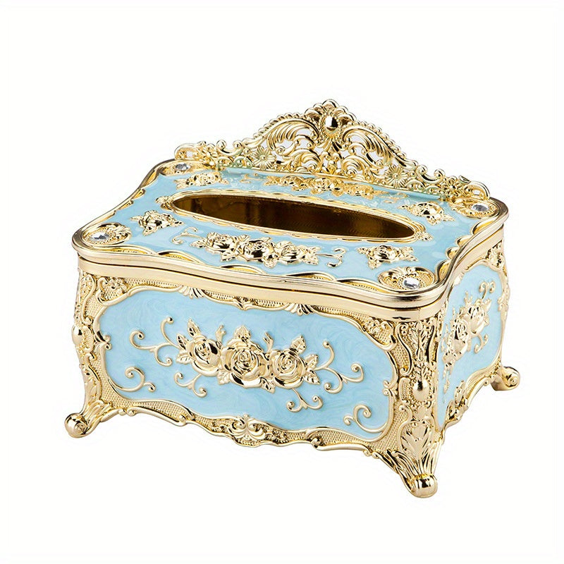 1pc Rose Crown Embossed Tissue Box - Luxurious Elegant Design Tissue Holders, Paper Holder, Napkin Holder - For Home, Living Room, KTV, Hotel, Bar, Club, Toilet, Bath - Perfect Gift for Housewarming & Wedding