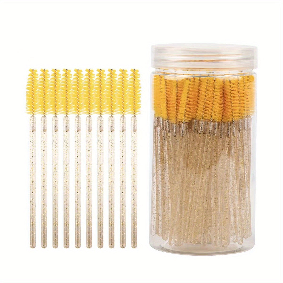 100pcs Eyelash Brushes with Container - Mascara Wands, Eyebrow Brush, and Eyelash Comb for Eyelash Extensions and Makeup Application