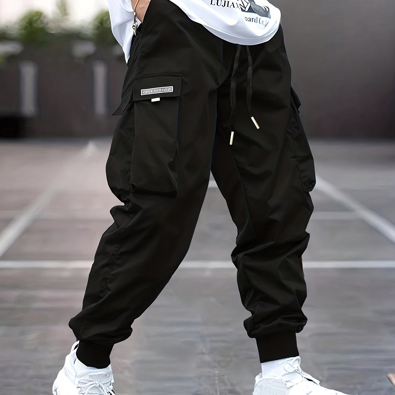 Trendy Men's Casual Cargo Pants With Pocket, Men's Outfits For Spring And Autumn