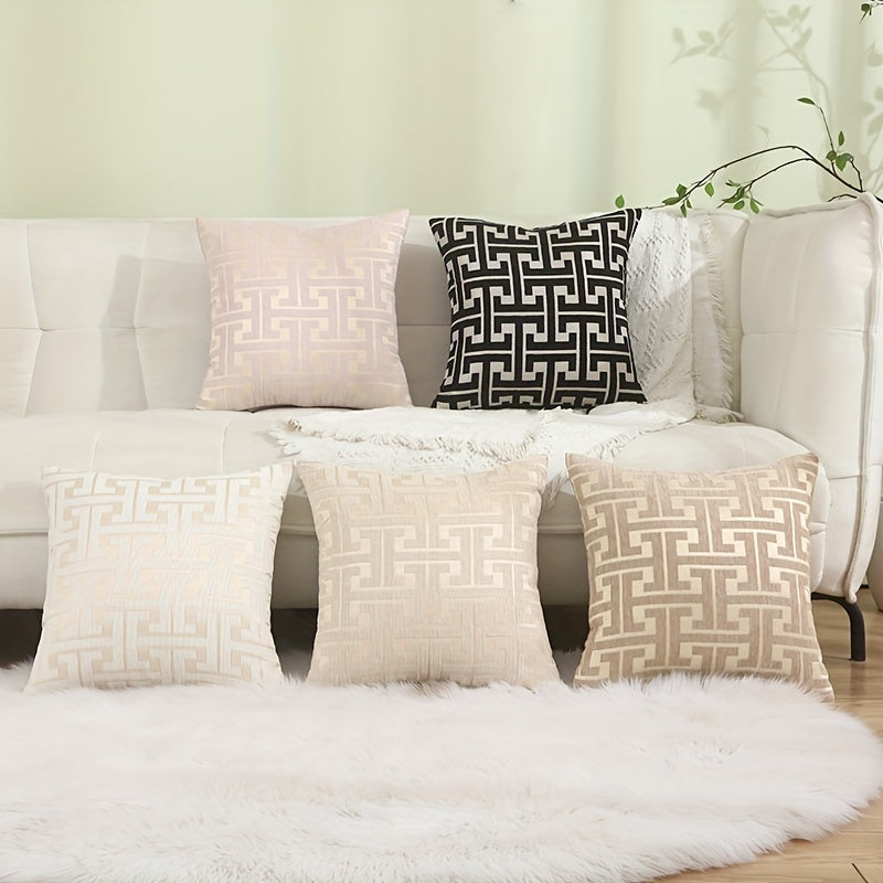 1pc Chenille Jacquard Geometric PatternThrow Pillow Cover, Square Throw Pillow Case, Decorative Pillow Cover For Home Office Sofa Car, 18in*18in