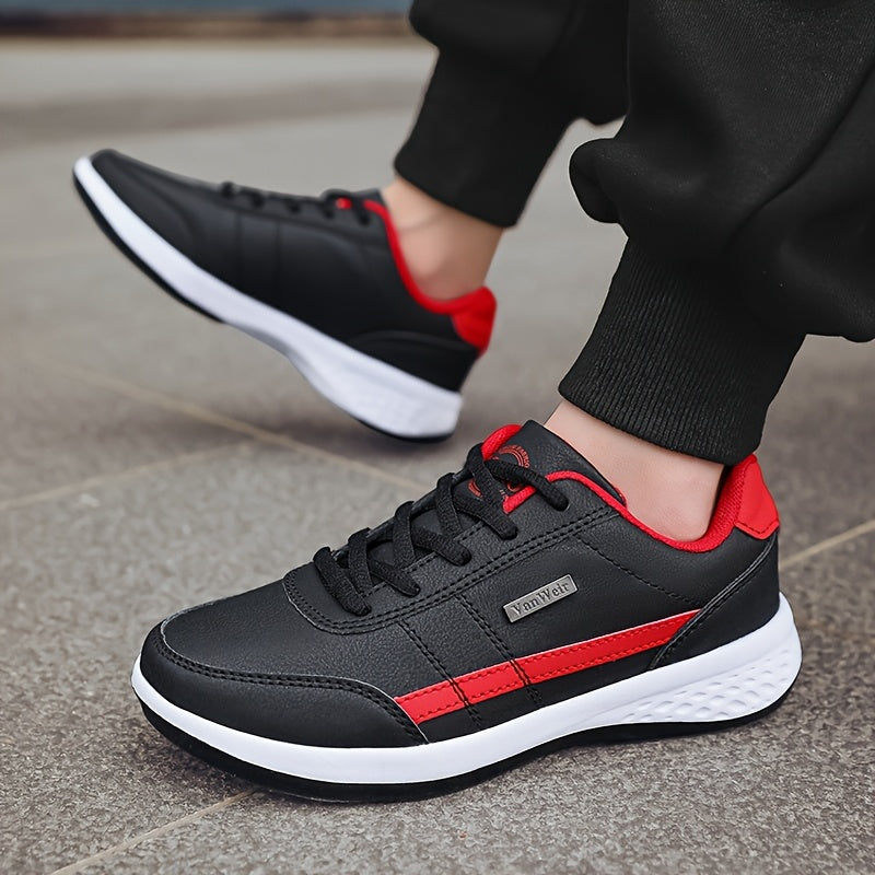 VanWeir Lightweight Men'S Shoes - Navy Blue & White, Stable Lace-Up Sneakers with MD/TPR Sole, Breathable Fabric Lining for Outdoor Sports, Hiking & Casual Wear