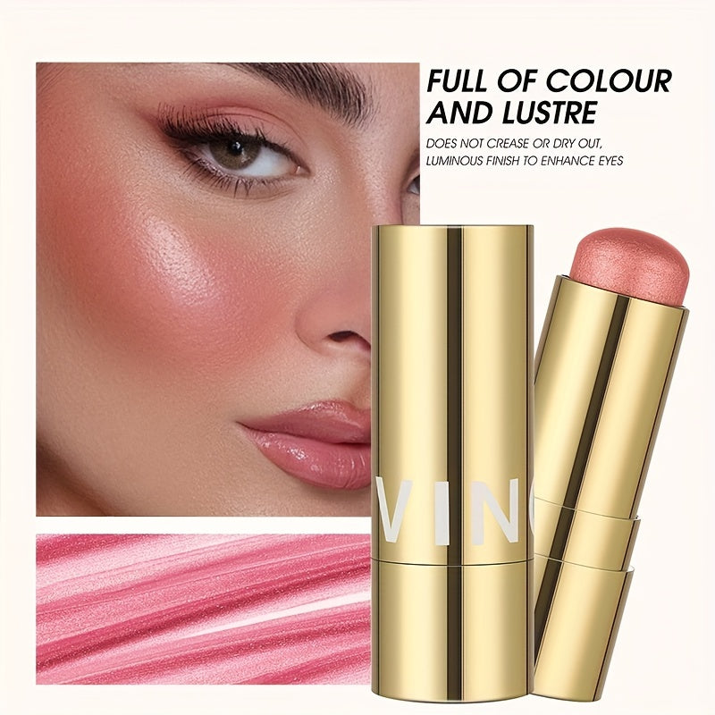 Multifunctional Highlighter Blush Stick - Brightening & Contouring Makeup Stick with Plant-Based Squalane, 3 Shades (Pink, Beige, Brown) for Cheeks, Lips, Eyes - Long-Lasting Shine, Easy Application, No Smudge, No Transfer, B