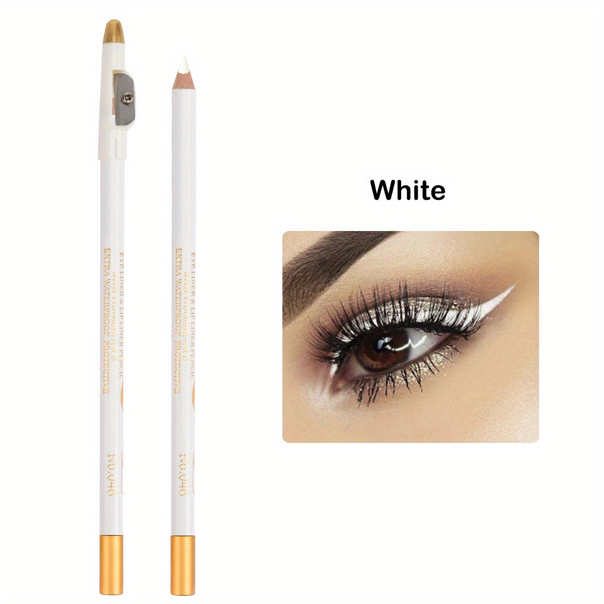 Wooden Makeup Pen With Pencil Sharpener Black Pearlescent White Multi-color Lip Liner Eyeliner Lying Silkworm Eyebrow Pencil Multi-purpose Makeup Tool Valentine's Day Gifts