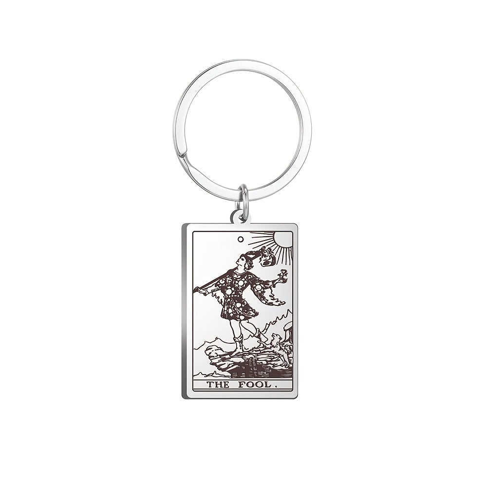 Vintage Stainless Steel Major Arcana Tarot Pendant Keychain - Powerful Divination Tool and Fashion Accessory