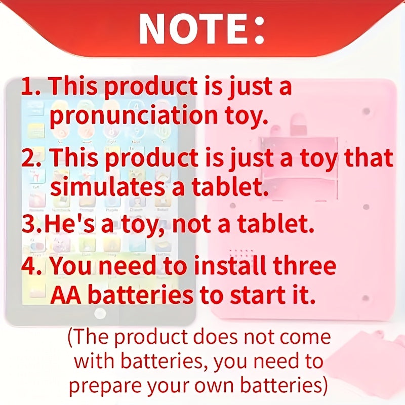Youngsters' Educational Tablet Toy - Fun Learning Pad Toy for Boys & Girls, Battery-Powered, Multicolor