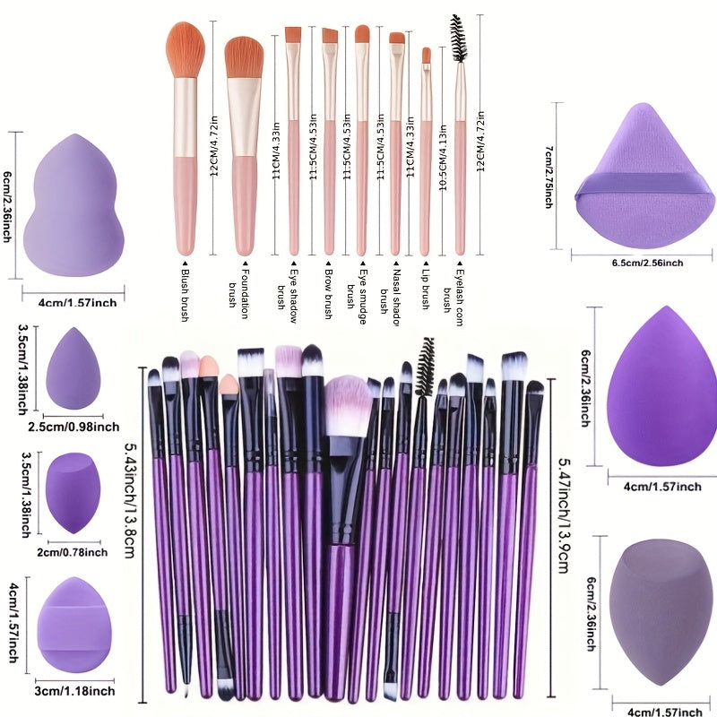 20/34pcs Makeup Brush Set and 8pcs Mini Makeup Brush Professional Soft Synthetic Powder Foundation Eyeshadow Makeup Brush Cosmetics Suitable for Beginners