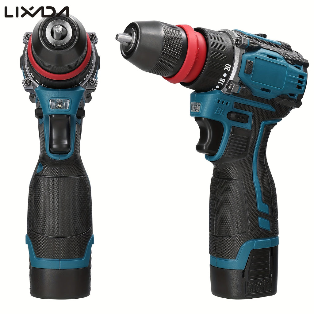 LIXADA 18V 2in1 Lithium Drill Electric Screwdriver Multi-function Power Tool 45Nm Torque Brushless Motor Practical Screw Driver For Home Appliances Furniture Installation Automotive Electronics