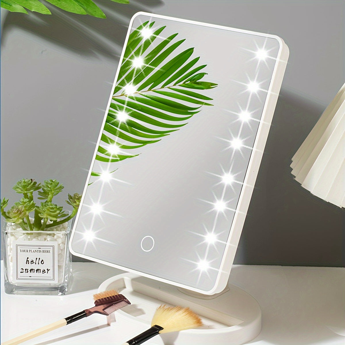 1PC Rotating Touch Screen Makeup Mirror with 16LED Lights - 3-Speed Adjustable Brightness, USB/Battery Dual Power, Portable Vanity Mirror for Bedroom, Dormitory, and Travel