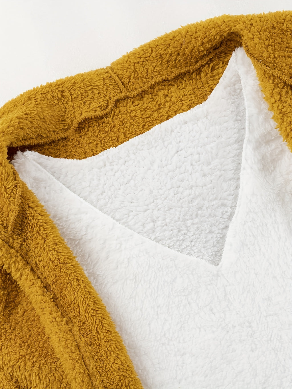 Warm Fuzzy Pajama Set, Long Sleeve Hooded Robe & Tank Top & Drawstring Shorts, Women's Sleepwear & Loungewear