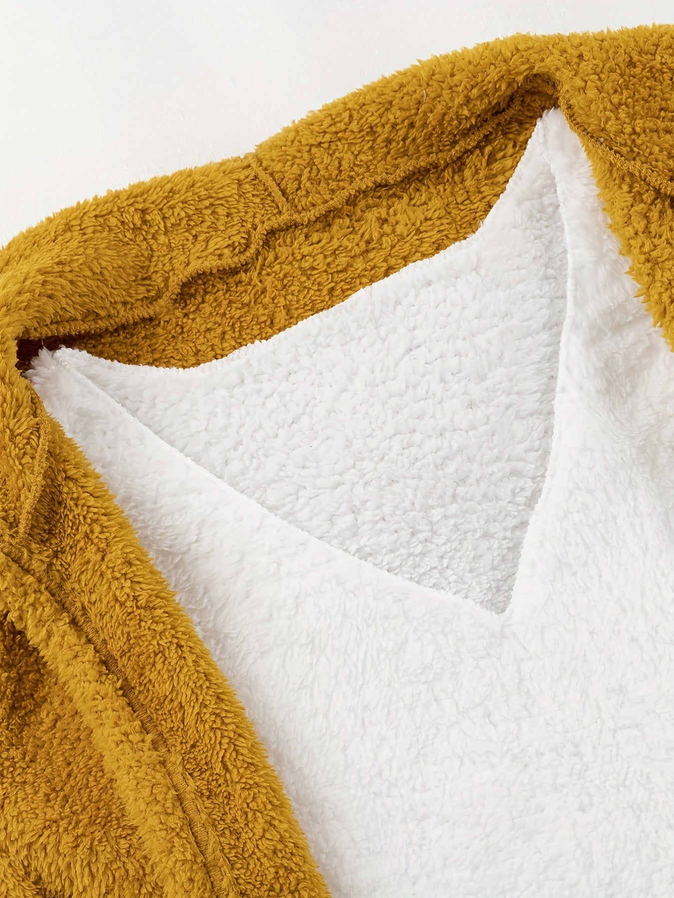 Warm Fuzzy Pajama Set, Long Sleeve Hooded Robe & Tank Top & Drawstring Shorts, Women's Sleepwear & Loungewear