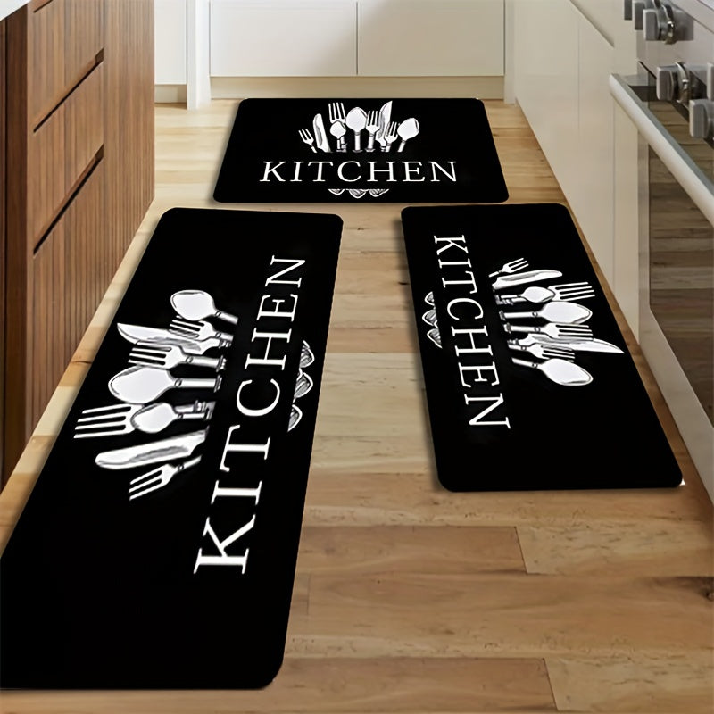 Black Tableware Mat - 1 Piece Kitchen, Bathroom, Living Room, Bedroom, and Entrance Common Carpet