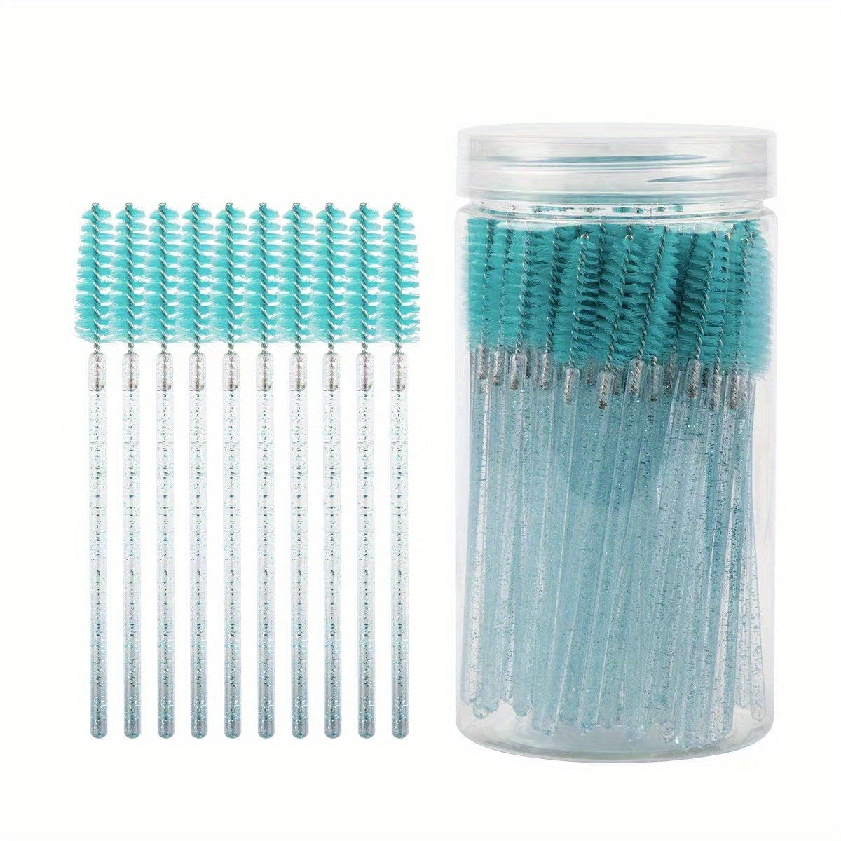 100pcs Eyelash Brushes with Container - Mascara Wands, Eyebrow Brush, and Eyelash Comb for Eyelash Extensions and Makeup Application