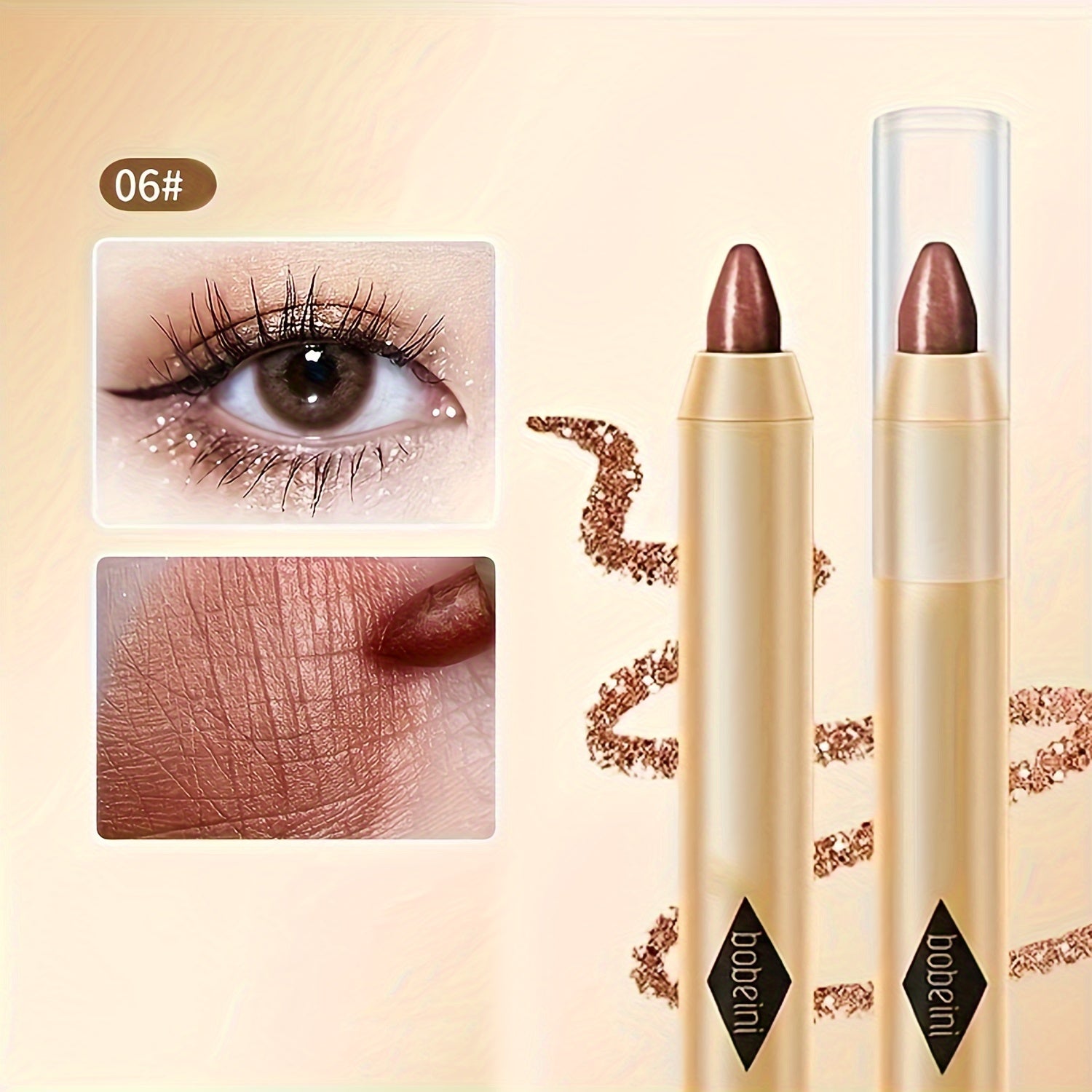 Double-Headed Shimmer Eyeshadow Stick - Glitter Highlighter, Contouring, Brightening, Lazy Makeup - Plant Squalane Formula, Moisturizing, Long-Lasting, Easy to Use