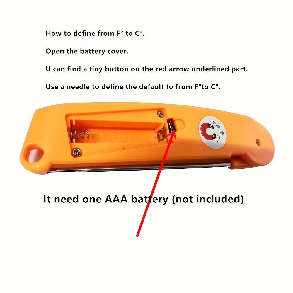 1pc Fast-Reading Digital Meat Thermometer, WEBBQ ABS Food Temperature Gauge with Hold Function, Single-Use, for Grilling BBQ, Kitchen Cooking, Adult - AAA Battery Operated (Batteries Not Included)