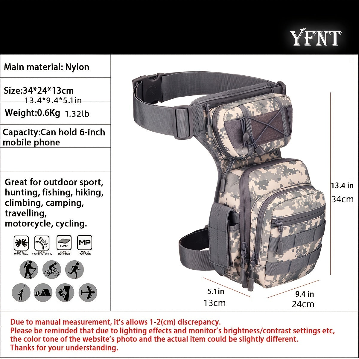 Unisex Tactical Fanny Pack - Durable Nylon Waist Bag with Multiple Compartments, Adjustable Strap & Zipper Closure for Outdoor, Hunting, Fishing, and Cross-Training, Hunting Gear, Secure Storage, Sporty Design, Sturdy Constru