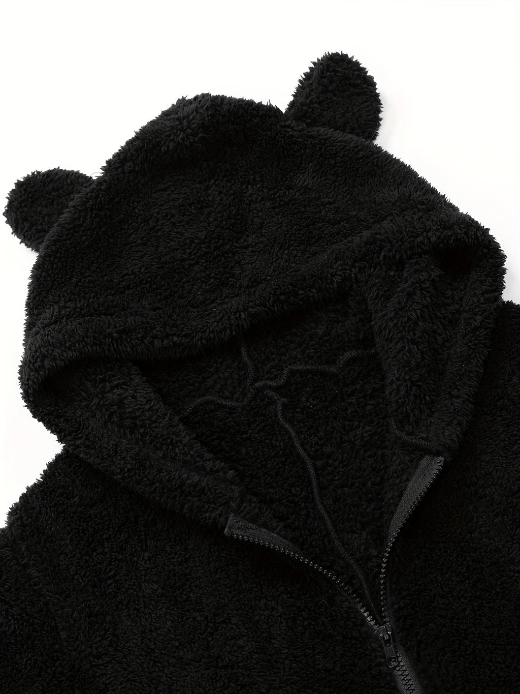 Fuzzy Hooded Pajama Jumpsuit For Music Festival, Comfy & Cute Long Sleeve Zipper Pajamas, Women's Lingerie & Sleepwear