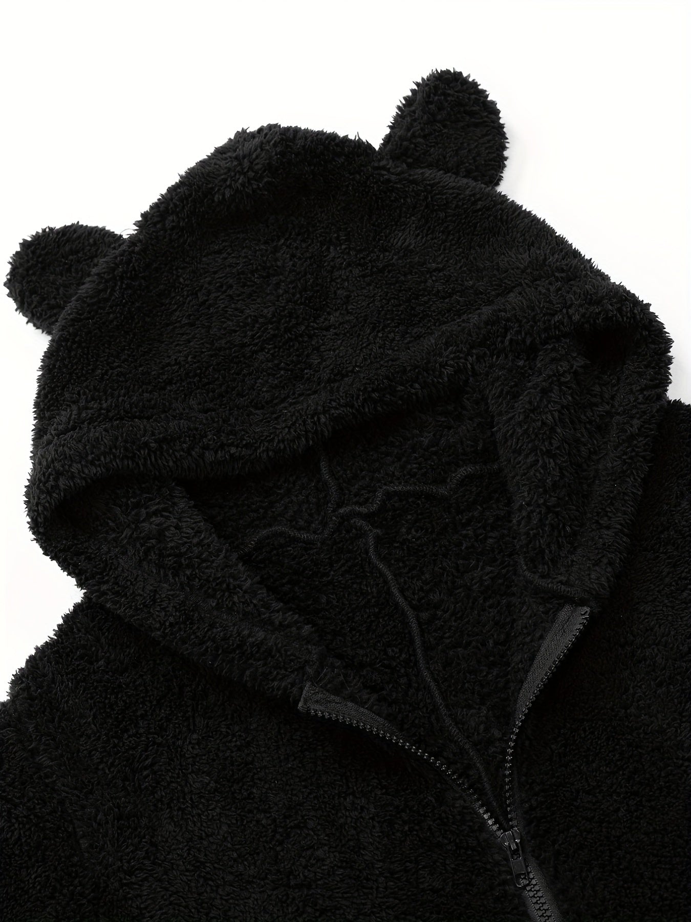 Fuzzy Hooded Pajama Jumpsuit For Music Festival, Comfy & Cute Long Sleeve Zipper Pajamas, Women's Lingerie & Sleepwear