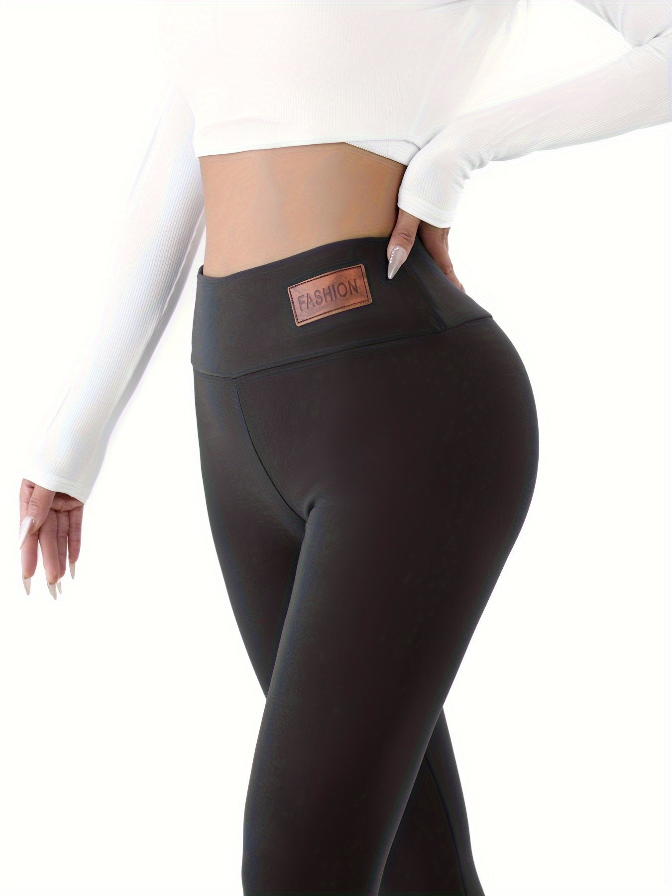 Autumn and Winter Fashion Label Tight Body Warm and Comfortable Tight Bottoms, High Elastic Warm Women's Sportswear