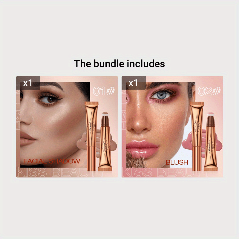 3-IN-1 Multi-Functional Makeup Pen - Contour, Highlight, Blush with Natural Moisturizing Creamy Soft Liquid Formula, Plant Squalane, Glitter Shimmer Powder for Cheeks - Easy to Use, Long-Lasting, Cruelty-Free, Vegan-Friendly