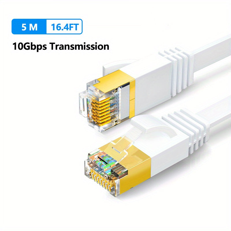 Cat 7 Ethernet Cable High Speed, Shielded Flat Internet Cable With Clips.