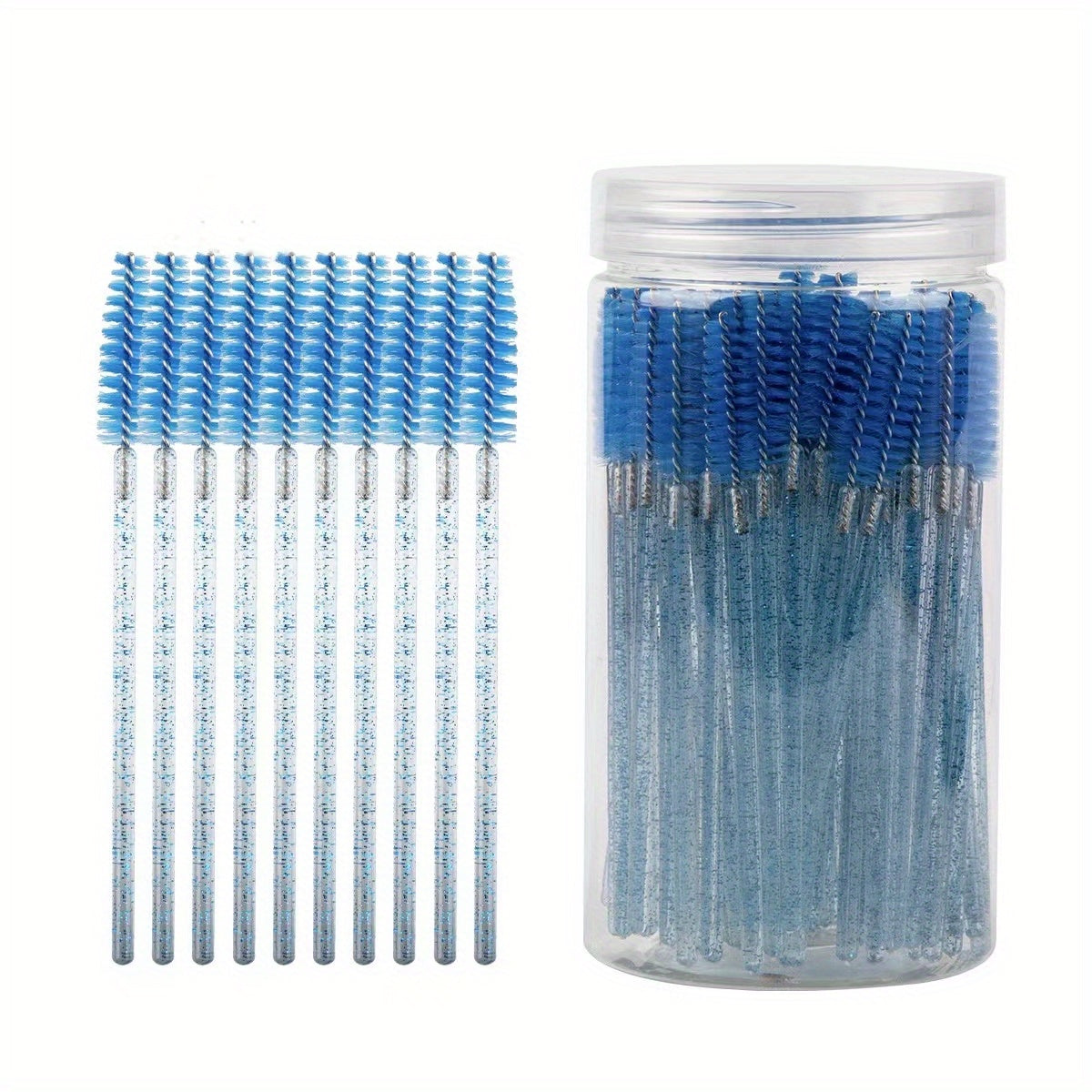 100pcs Eyelash Brushes with Container - Mascara Wands, Eyebrow Brush, and Eyelash Comb for Eyelash Extensions and Makeup Application