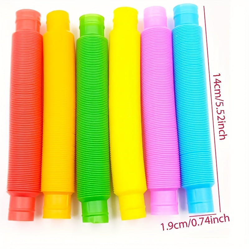 [Sensory Pop Tubes | Educational Toy] 10pcs Sensory Pop Tubes Toy Set | Plastic Fidget Toys for Fine Motor Skills Development, Educational Learning Toy | Ideal for ADHD, Autism, with Assorted Colors for Kids Ages 3-6, Boys &