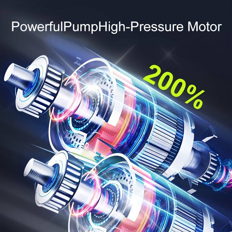 Portable Air Compressor Tire Inflator, 150PSI Car Tire Pump with Pressure Gauge, LED Light And 3X Faster Single-Button Smart Wireless Tire Pump for Cars, Motorcycles