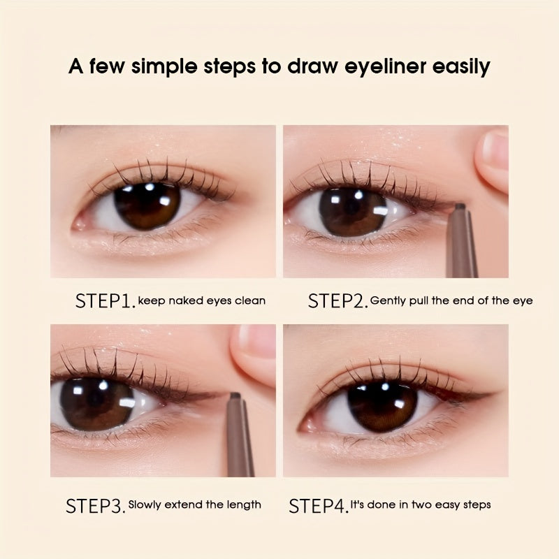Brown Long-Wearing Fine Tip Eyeliner Pencil - Smooth, Pearly Shiny, Waterproof, Smudge Proof, Transfer-Proof - Easy to Use, Brightening, Under Crease Makeup Stick for a Flawless Look