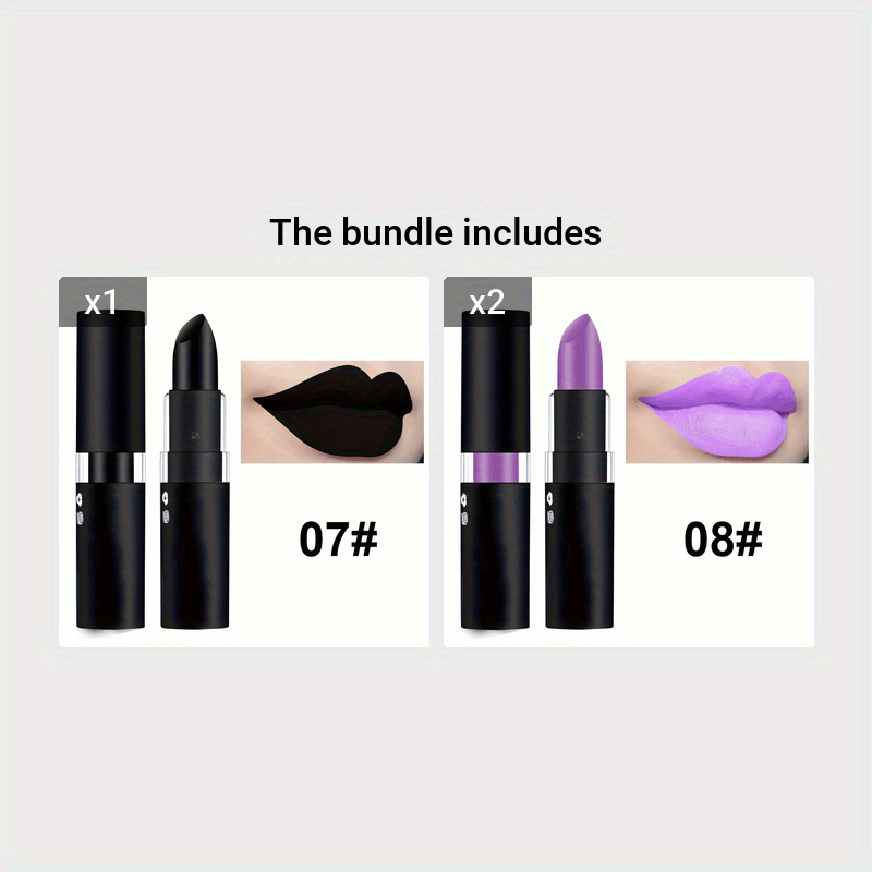 Vitality Lipstick Matte Green Black Goth Nude Velvet - Waterproof Long Lasting Party Stage Retro Makeup Vampire Olive Green Black Purple Halloween Creative Makeup