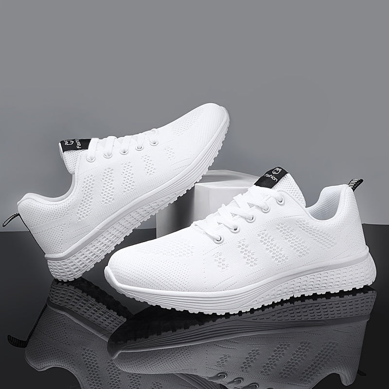 Women's Lightweight Mesh Athletic Sneakers - Breathable, Lace-Up Running Shoes with EVA Sole, Fashionable Black Casual Walking Footwear