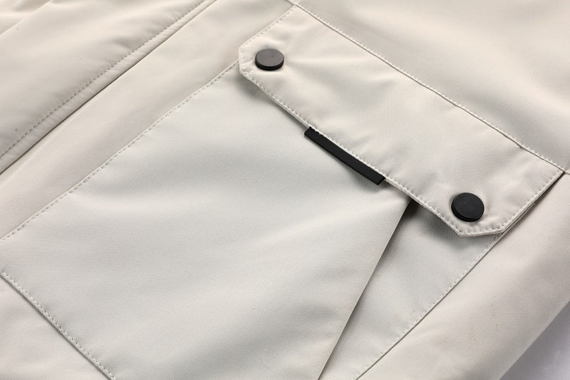 Men'S Winter Windbreaker Jacket with Lamb Fur Collar, Polyester 100% Windproof Zippered Sports Jacket, Alphabet Pattern, Regular Sleeve, Casual Outdoor Wear, H Fit, 150g/m² Fabric Weight