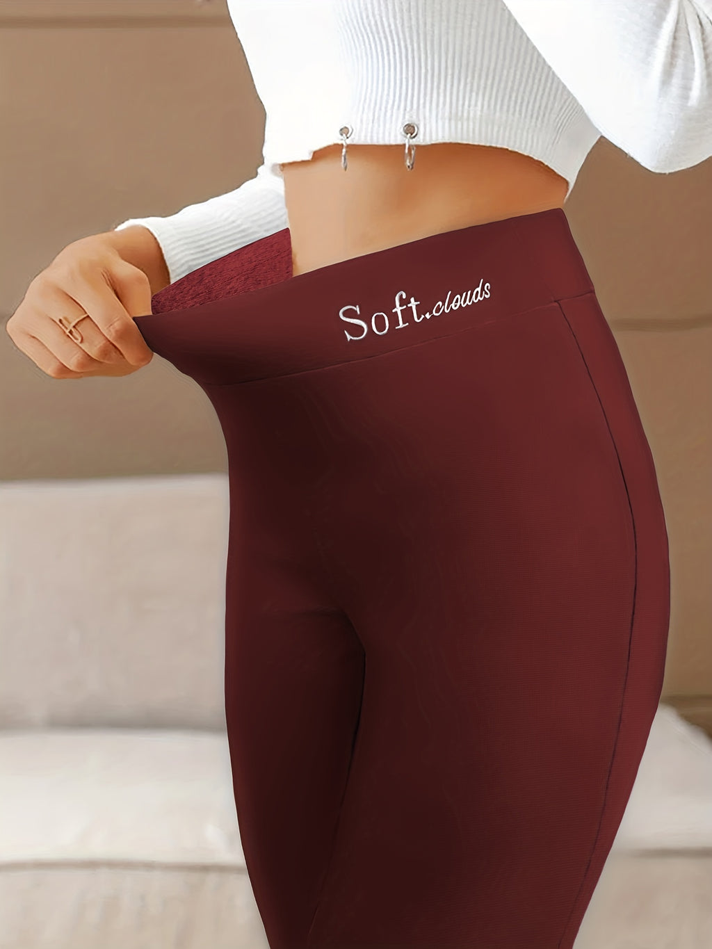 Fleece Lined Leggings, Winter & Fall Casual Thermal Leggings, Women's Clothing