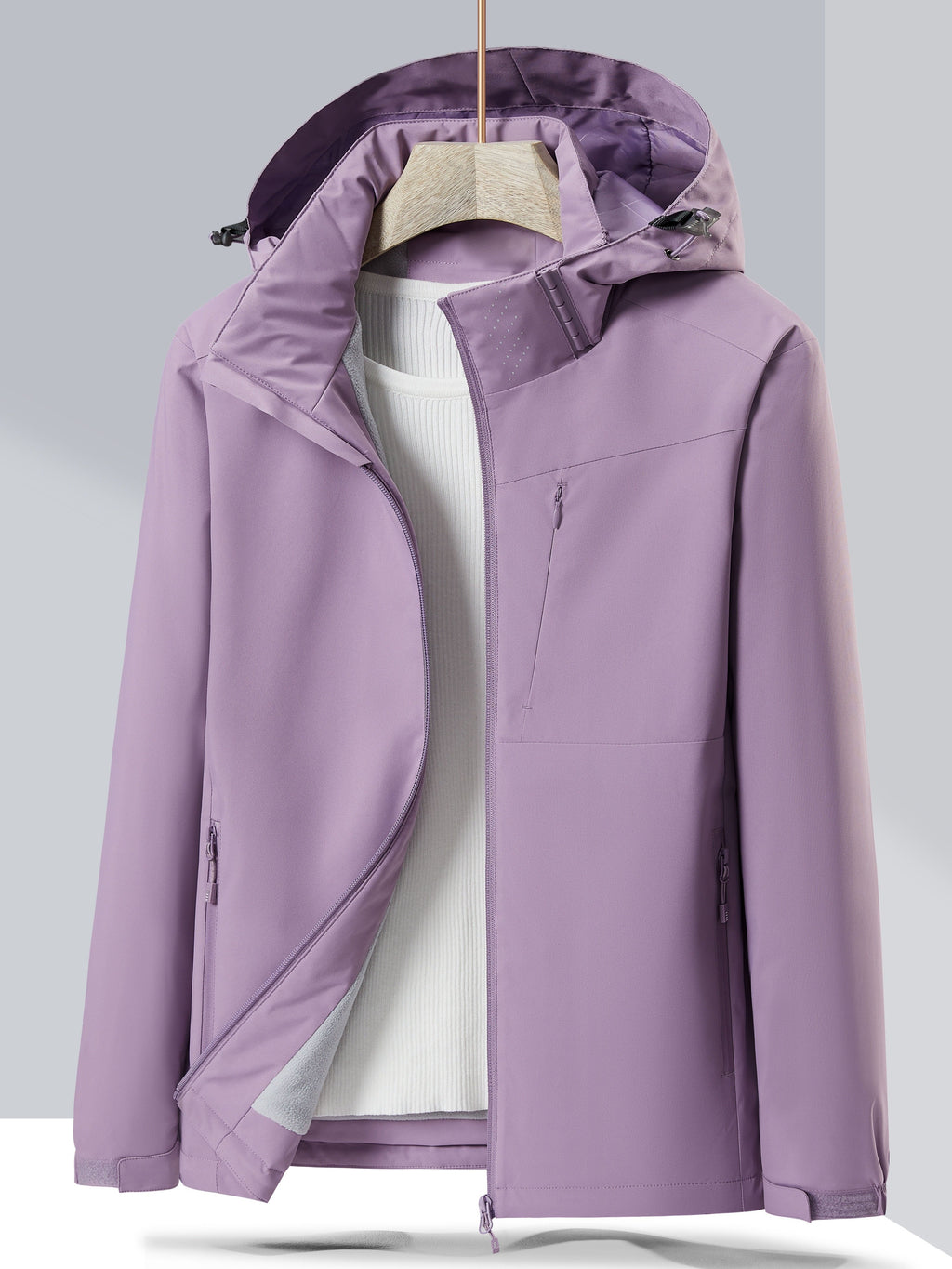 Women's Autumn and Winter Outdoor Sports Casual Warm Fleece Lined Windproof Stand Collar Jacket