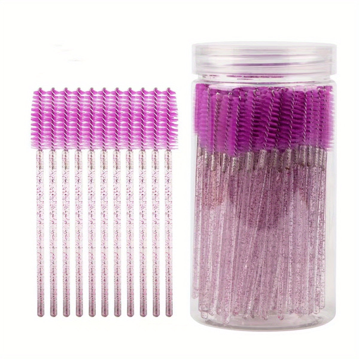 100pcs Eyelash Brushes with Container - Mascara Wands, Eyebrow Brush, and Eyelash Comb for Eyelash Extensions and Makeup Application