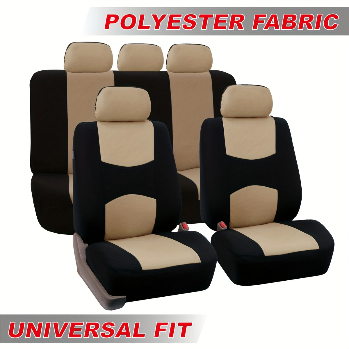 Polyester Universal Fit Car Seat Cover Full Set for 5 Seats Cars