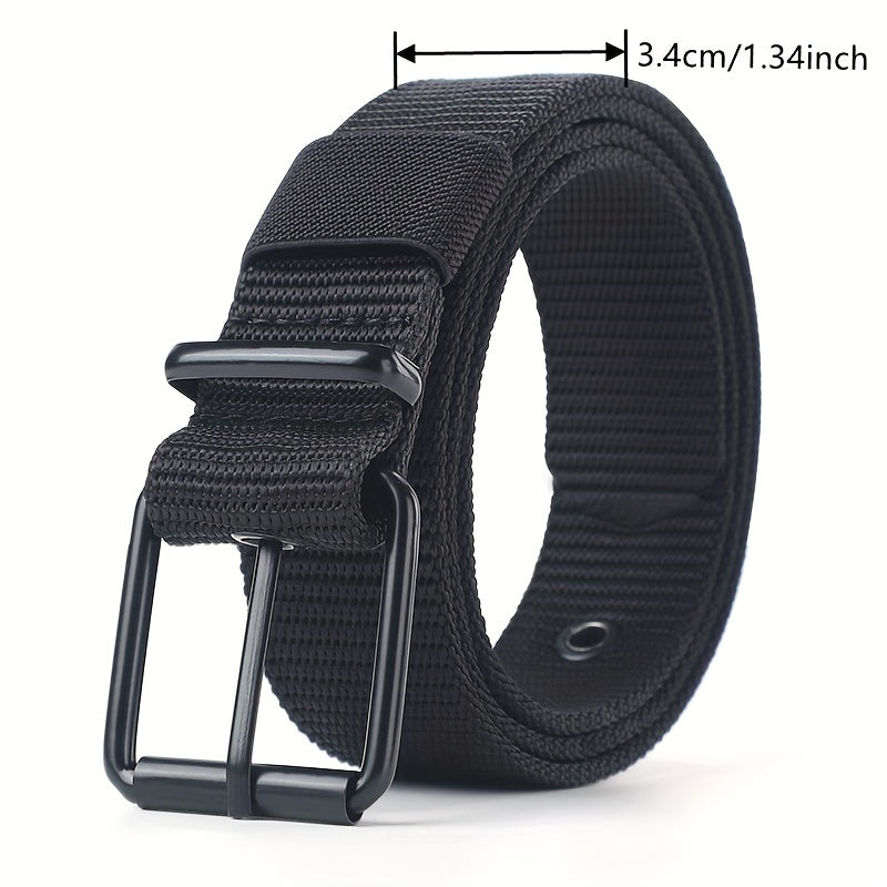 Men's perforated canvas belt with needle buckle, student youth Korean version, versatile denim belt, extended Women's trendy