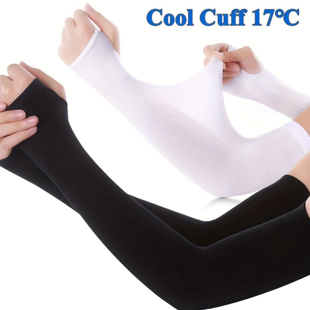 2pcs Women's Cooling Hand Covers in Ice Sliky Fiber Fabric for Running, Fishing, Cycling