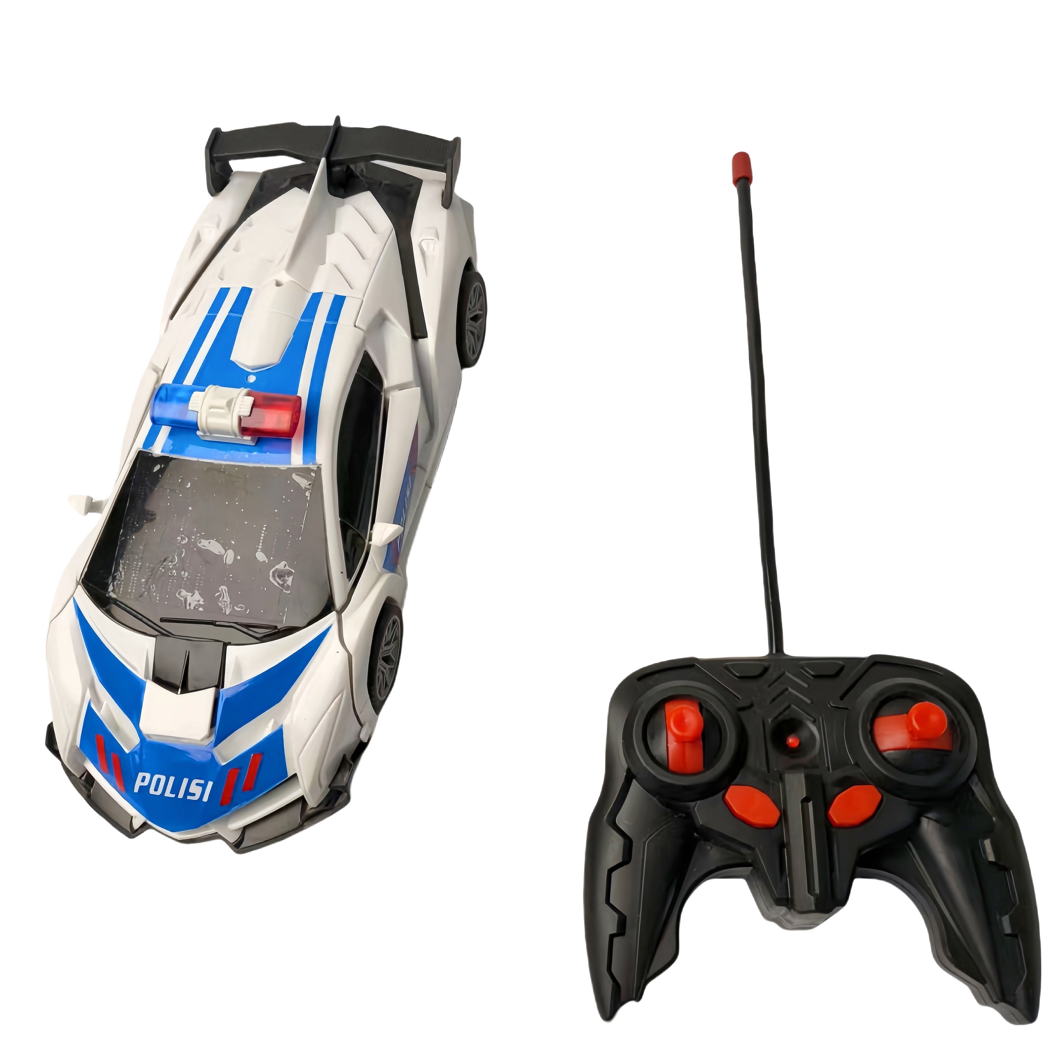 Transforming RC Robot Police Car Toy - One-Click Transformation, Remote Control, Durable Plastic, Novelty Gift for Youngsters - Red/Blue/Yellow