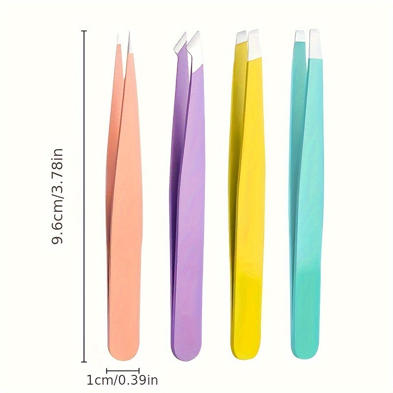 1pcs/4pcs Tweezers For Eyebrows, Slant Tip/ Angled Tip Eyebrow Tweezers, Precision For Eyebrows Facial Hair, Ingrown Hair