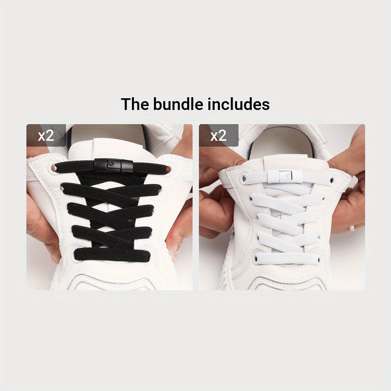 [Polyester Sneaker Accessories] White Polyester 1Pair Women's Sneaker Accessories, No Laces with Buckles