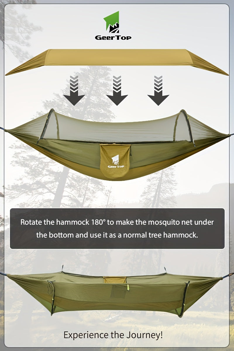 GEERTOP 3in 1 Outdoor Hammock with Mosquito Net Sun Shelter Rainfly, Double Sleep Rest Camping Hammock for Backpacking Travel Garden Park