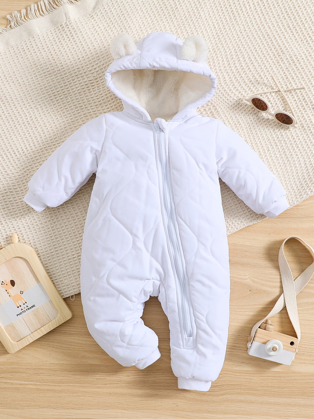 Baby Thickened Romper Autumn and Winter Outdoor Suit Newborn Set with Fleece Lining Zipper for 0-1 Year Old Youngsters' Clothes Christmas/Halloween/Thanksgiving Day, for Outdoor