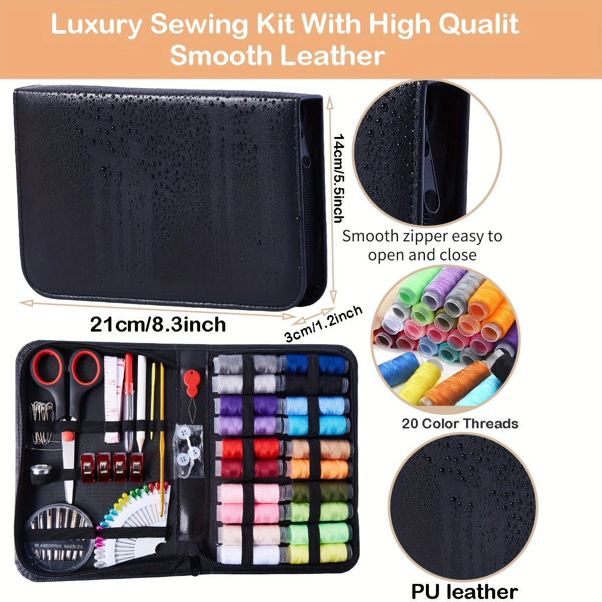 [104pcs Mini Sewing Kit] 43/98/104pcs Mini Travel Sewing Kit - 24-Color Threads, Needles & Accessories for Small Fixes & Emergency Repairs