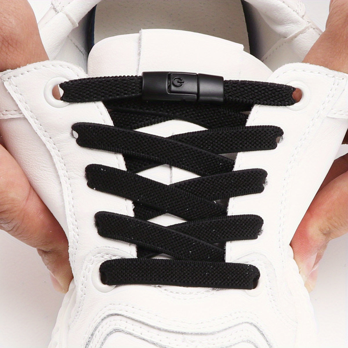 [Polyester Sneaker Accessories] White Polyester 1Pair Women's Sneaker Accessories, No Laces with Buckles