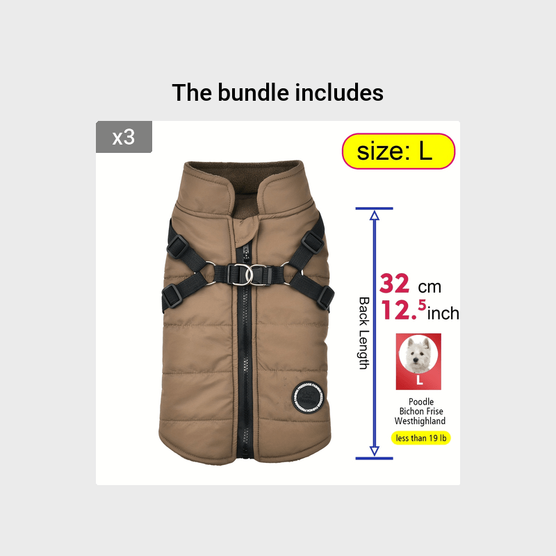 Warm Padded Dog Vest with Harness for Small and Medium Dogs - Red Coat for Extra Comfort and Security Christmas Gift